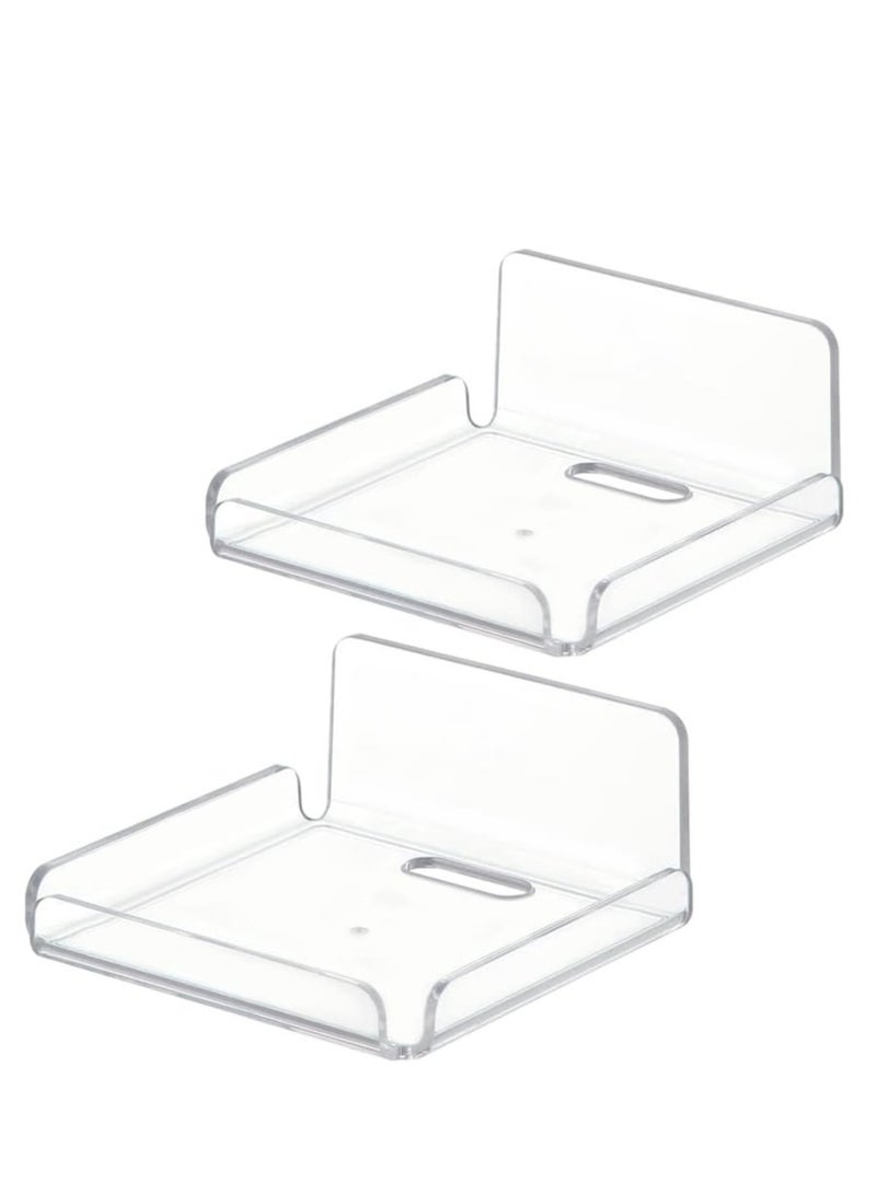 Anmi Anmi 2Pcs Acrylic Small Wall Shelf, Floating Shelves for Security Cameras, Speakers, Baby Monitors, Easy to Install No Drill (Clear)