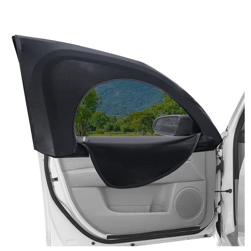 Turcee Upgrade StretchableBreathable SUV Car Window Shade Oversize Double Mesh for Heat Shading and BugUV Protection Car Must Have Privacy Shades for CarsTruckSUV When Camping Front window2pcs - Image 2