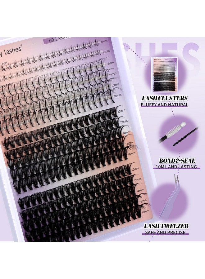 WENDY LASHES DIY Lash Extension Kit Lash Clusters With Bottom Lashes 20/30/40/50D 12-18mm Multi-types Individual Lashes Bond and Seal, Spike, Volume Lashes Kit Lash Applicator(40/50 Kit) - Image 2