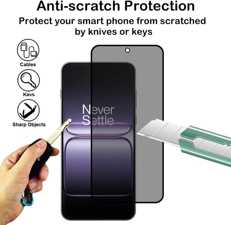 FabeKee Front Privacy Tempered Glass for OnePlus 15R G Screen Protector (28 Degree Privacy) 9H Glass Anti-Spy Screen Guard_Black Fingerprint is Not Confirmed Working - Image 3