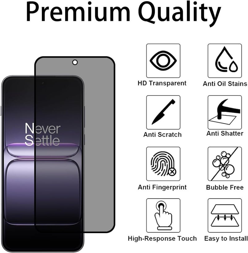 FabeKee Front Privacy Tempered Glass for OnePlus 15R G Screen Protector (28 Degree Privacy) 9H Glass Anti-Spy Screen Guard_Black Fingerprint is Not Confirmed Working - Image 2