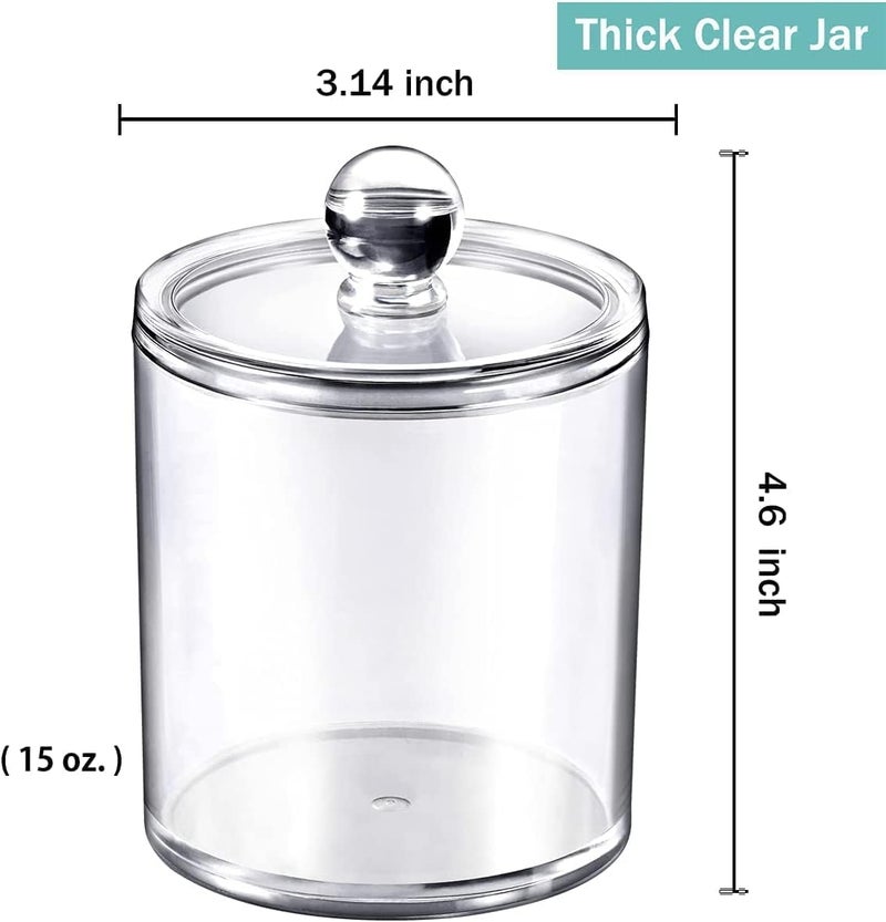 ALPHIT SALE ALPHIT 6 Pack Qtip Holder Dispenser for Cotton Ball Cotton Swab Cotton Round Pads Floss 15 oz Clear Plastic Apothecary Jar Set for Bathroom Canister Storage Organization 2  - Image 2