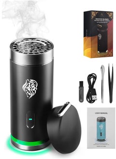 Equantu New Style Electric Bakhoor Burner, Car Portable Incense Burner, USB Type-C Rechargeable Small Bakhoor Burner, Arabic Aroma Diffuser for Office Home - Black  - Image 1