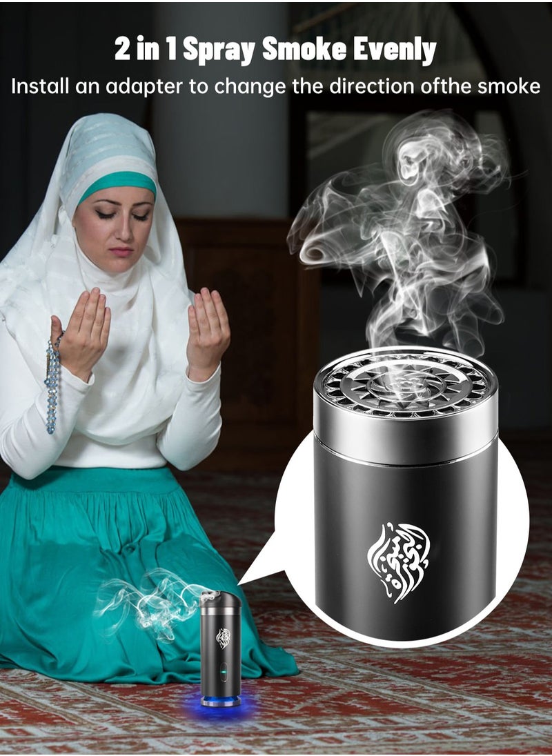 إيكوانتو مبخرة كهربائية جديدة الطراز، مبخرة محمولة للسيارة، مبخرة صغيرة قابلة لإعادة الشحن عبر USB Type-C، موزع رائحة عربية للمكتب والمنزل - أسود  - Image 5