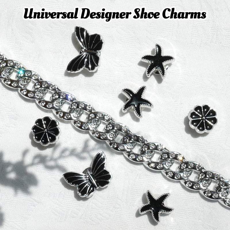 Lugailly Bling Shoe Charms for Women & Girls - 24PCS Designer Silver & Rhinestone Decorations | Clog Charms, Butterfly, Queen Crown Motifs for Shoes - Lightweight Shoe Jewelry Gifts (Party Favors) - Image 4