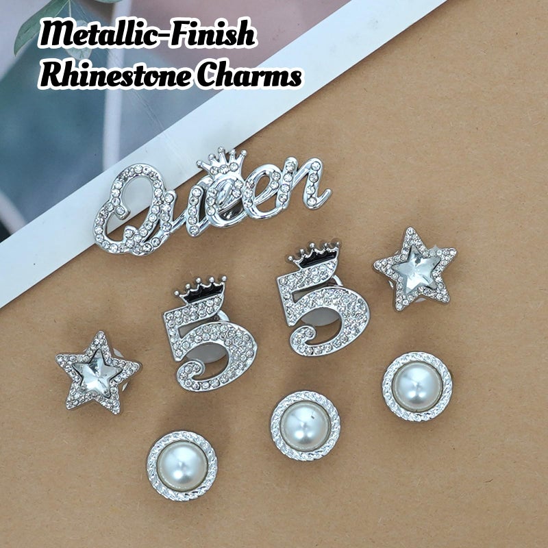 Lugailly Bling Shoe Charms for Women & Girls - 24PCS Designer Silver & Rhinestone Decorations | Clog Charms, Butterfly, Queen Crown Motifs for Shoes - Lightweight Shoe Jewelry Gifts (Party Favors) - Image 3