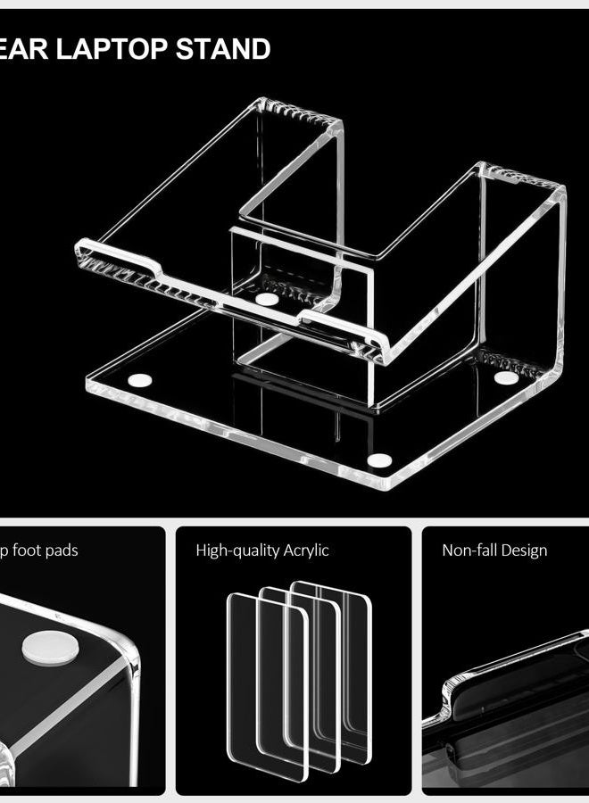 FUCDTEFC Acrylic Laptop Stand for Desk, Laptop Riser Tray for 10-14 Inch Laptops, Ergonomic Laptop Holder, Computer Stand for Laptop Compatible with Macbooks and Notebooks- Clear - Image 5