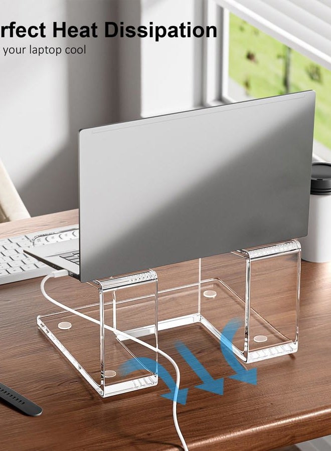 FUCDTEFC Acrylic Laptop Stand for Desk, Laptop Riser Tray for 10-14 Inch Laptops, Ergonomic Laptop Holder, Computer Stand for Laptop Compatible with Macbooks and Notebooks- Clear - Image 3