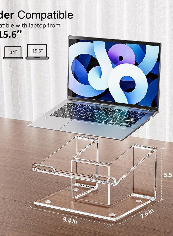 FUCDTEFC Acrylic Laptop Stand for Desk, Laptop Riser Tray for 10-14 Inch Laptops, Ergonomic Laptop Holder, Computer Stand for Laptop Compatible with Macbooks and Notebooks- Clear - Image 4