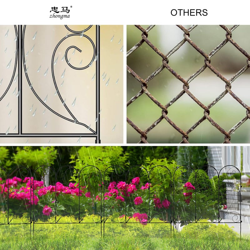 Zhongma Decorative Metal Garden Fence,Pack of 4pcs, Total 26" H x 100" L - Image 5