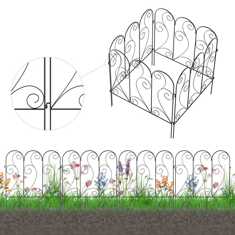 Zhongma Decorative Metal Garden Fence,Pack of 4pcs, Total 26" H x 100" L - Image 1