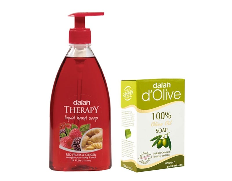 Combo Pack of RED FRUITS GINGER 400 ml Exotic International Fragrances in HandwashLiquid Soap Dalan dOlive 100 Pure Olive Oil Soap 150 gm
