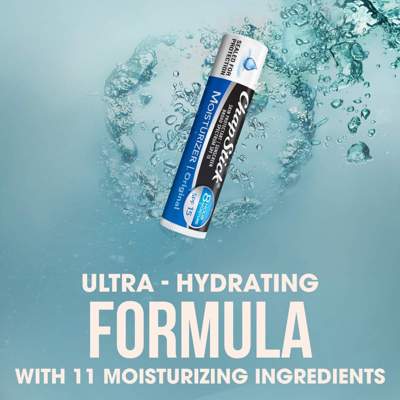 ChapStick Dry Lips & Cold Sore Pain Relief Bundle â€“ Classic Medicated ChapStick 3-Pack + Original Moisturizer Lip Balm with SPF 15, 0.15 Oz Ea (4 Piece Set) - Image 4