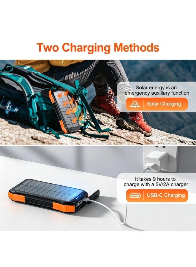 16000 Mah Solar Power Bank, Portable 16000mah Battery Charger With Ip65 Water Resistant,  20w Usb-C Power Delivery, Qc 3.0 Port, 5v/2a Usb Port And 300lm Led Light Solartank-10pdqi - Image 5