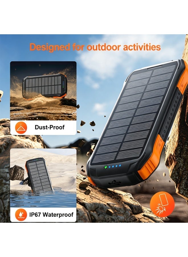 16000 Mah Solar Power Bank, Portable 16000mah Battery Charger With Ip65 Water Resistant,  20w Usb-C Power Delivery, Qc 3.0 Port, 5v/2a Usb Port And 300lm Led Light Solartank-10pdqi - Image 4