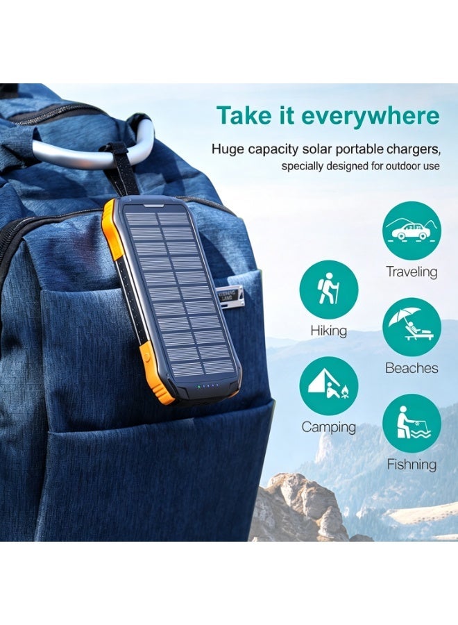 16000 Mah Solar Power Bank, Portable 16000mah Battery Charger With Ip65 Water Resistant,  20w Usb-C Power Delivery, Qc 3.0 Port, 5v/2a Usb Port And 300lm Led Light Solartank-10pdqi - Image 2