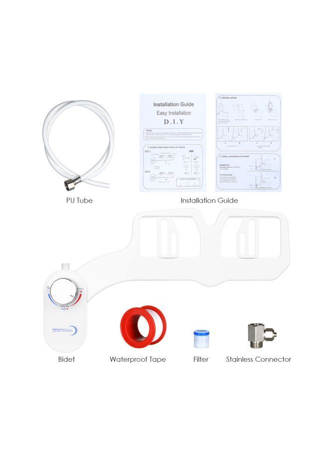 NIBEMINENT Dual Nozzle Retractable Toilet Seat Bidet White 435x155x49mm - Image 4