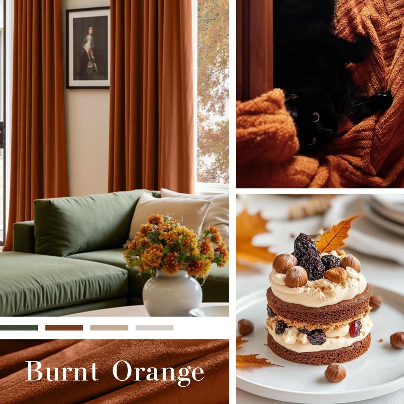 Lazzzy Burnt Orange Velvet Blackout Curtains 90 Inches Long Thermal Insulated Room Darkening Curtain Drapes Luxury Back Tab Window Treatments for Bedroom Living Room 2 Panels, 52 x 90 Inch, Caramel - Image 2