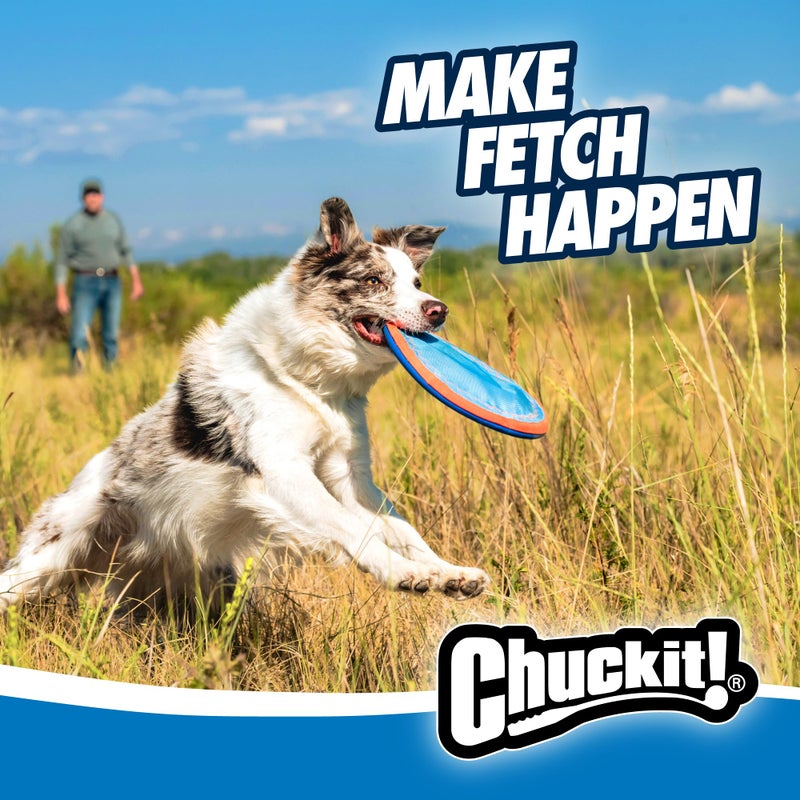 Chuckit! Paraflight Flying Disc Dog Toy - Water Floating Flyer - Durable Nylon Construction with Soft Rubber Edges - For Small and Medium Dogs - Size Small - 6.75" L x 6.75" W - Pack of 1 - Image 4