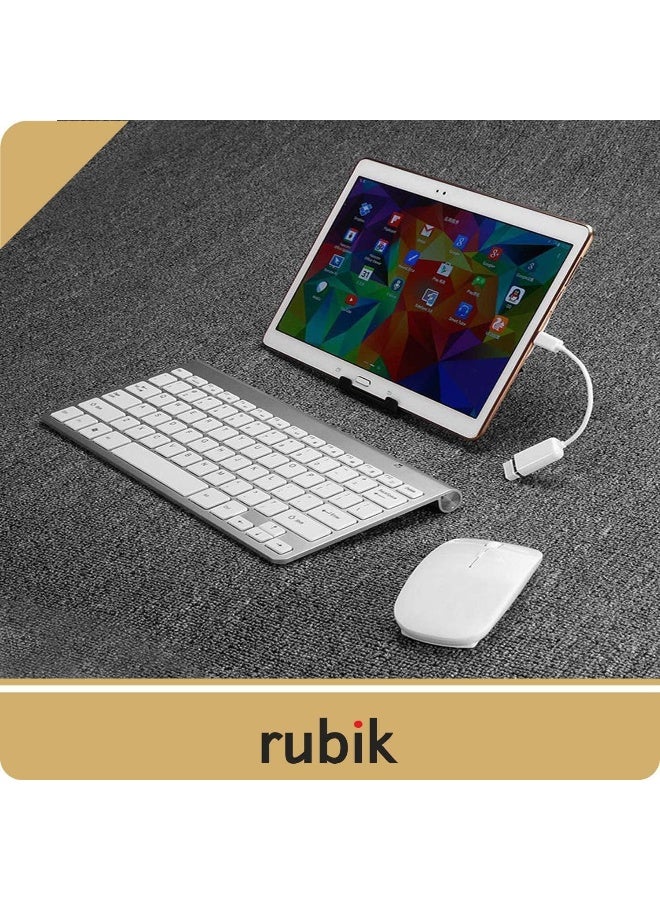 Rubik مجموعة لوحة مفاتيح وفأرة لاسلكية 2.4 جيجاهرتز، لوحة مفاتيح محمولة رفيعة متوافقة مع الكمبيوتر، اللابتوب، سطح المكتب، قطع، ماك، لنظام ويندوز XP/Vista / 7/8 /10/11، نظام أندرويد - فضي/أبيض - Image 3