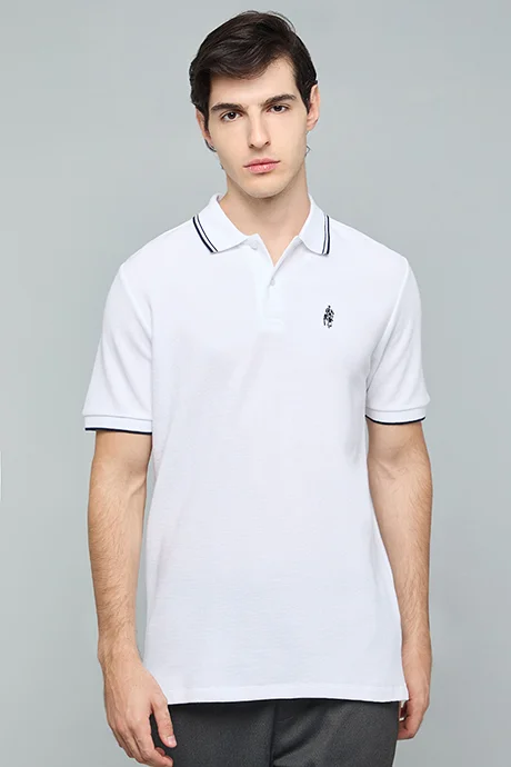 R&B Logo Detail Polo T-Shirt with Short Sleeves