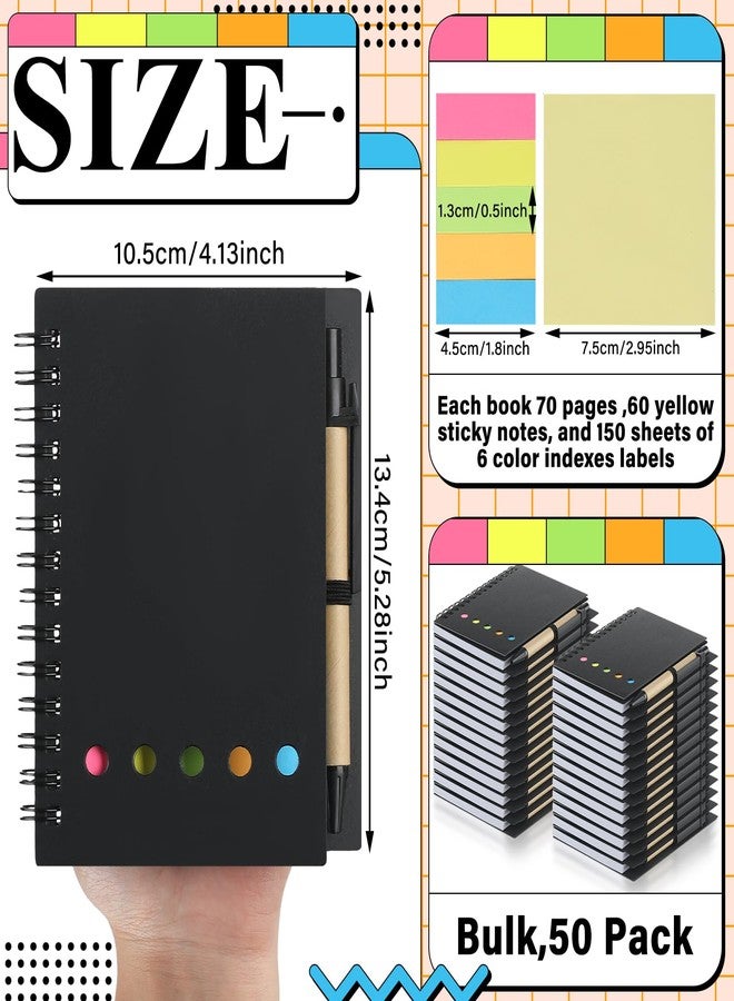 Qilery 50 Pack Lined Spiral Notebook Small Notepad and Pen Set Steno Pads Lined Notepad Black Pocket Notebook for Business Office School Supplies - Image 2