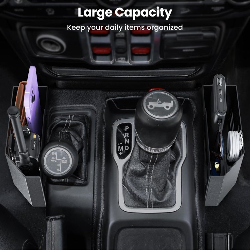 DIAMOOKY Upgraded Metal Magnetic Center Console Organizer for Jeep Wrangler JL/JLU/4XE 2018-2026 & Gladiator JT 2026 2025 2024 2023 2022-2020 Accessories Gear Shift Storage Box, Flag (Not for JK/JKU) - Image 4