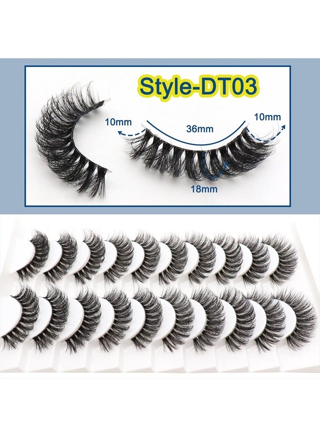Veleasha Russian Strip Lashes with Clear Band Looks Like Eyelash Extensions D Curl Lash Strips 10 Pairs Pack (DT03) - Image 5