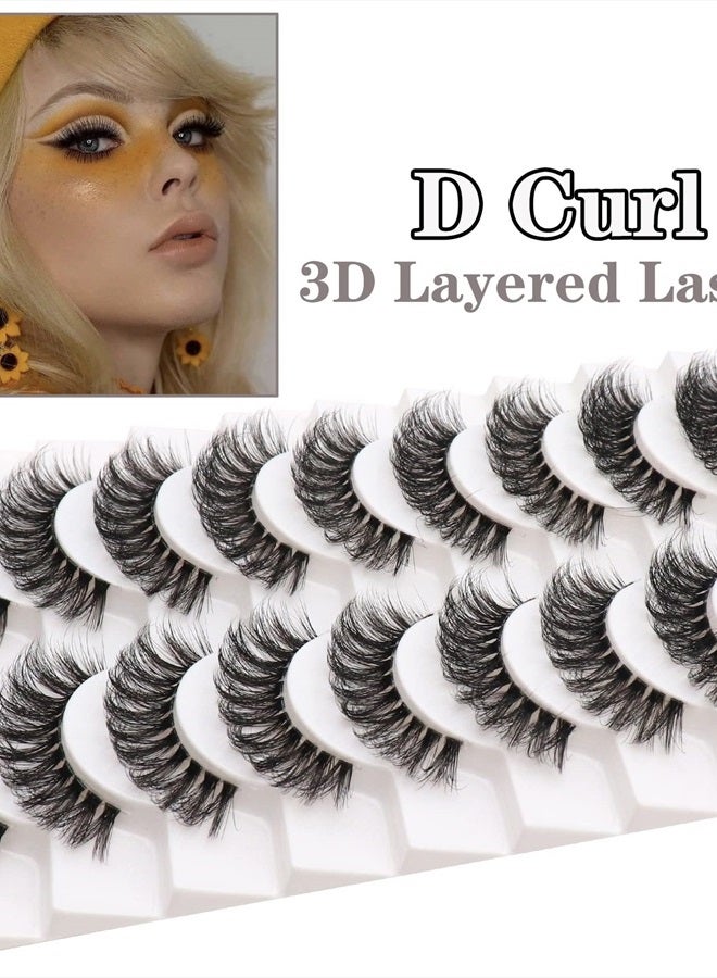 Veleasha Russian Strip Lashes with Clear Band Looks Like Eyelash Extensions D Curl Lash Strips 10 Pairs Pack (DT03) - Image 4