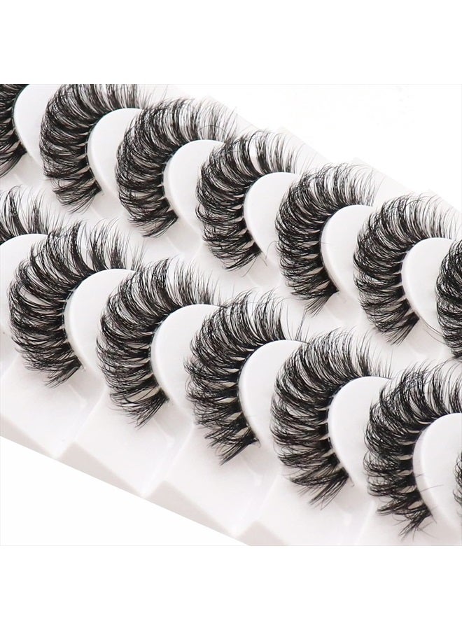 Veleasha Russian Strip Lashes with Clear Band Looks Like Eyelash Extensions D Curl Lash Strips 10 Pairs Pack (DT03) - Image 3