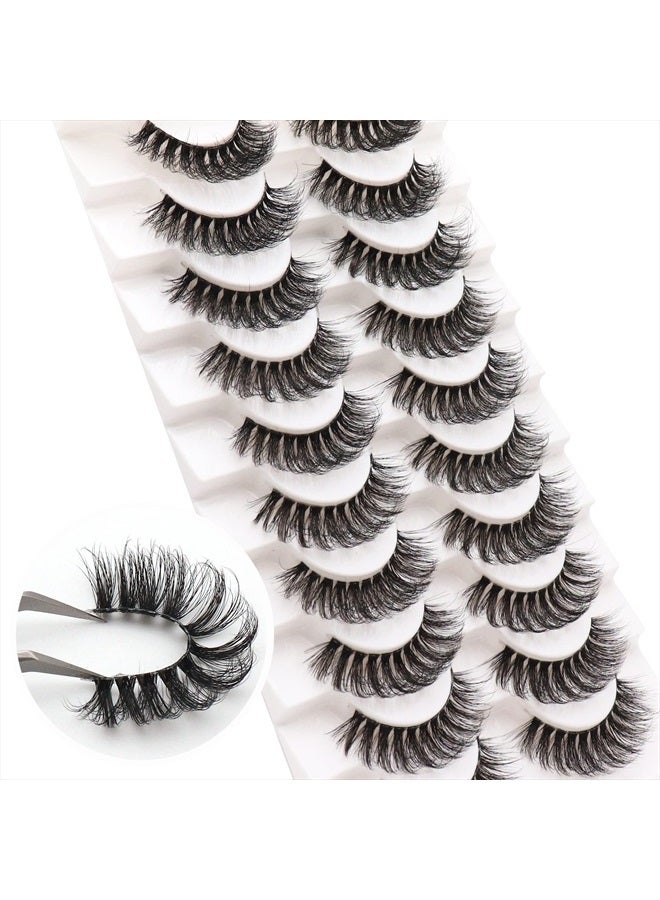 Veleasha Russian Strip Lashes with Clear Band Looks Like Eyelash Extensions D Curl Lash Strips 10 Pairs Pack (DT03) - Image 2