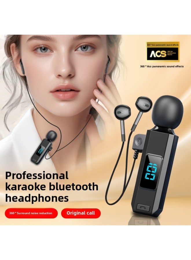 M1 Microphone Bluetooth Headset Wireless Lover High Definition Call Noise Reduction Sports Live K-song Long Endurance-Color:Black + Single Ear Cable  - Image 2