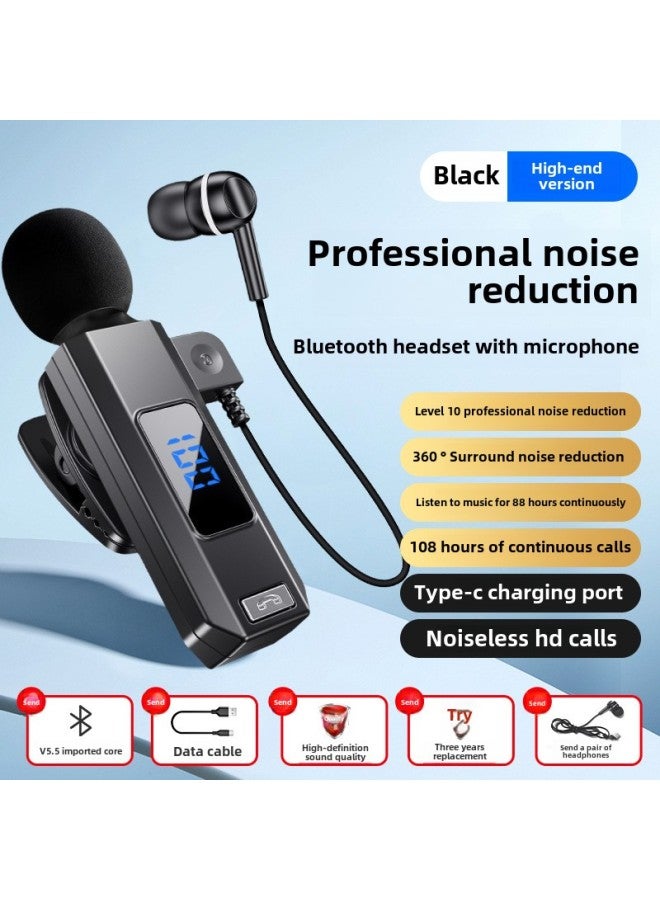M1 Microphone Bluetooth Headset Wireless Lover High Definition Call Noise Reduction Sports Live K-song Long Endurance-Color:Black + Single Ear Cable  - Image 1