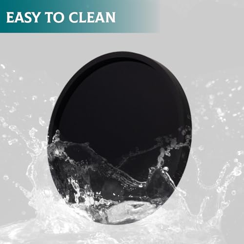 Heagoale Silicone Bathroom Tray Round Vanity Tray Decorative Soap Holder Kitchen Countertop Organizer Coffee Table Decor for Candle, Perfume, Plant, 9 Inch, Black - Image 5