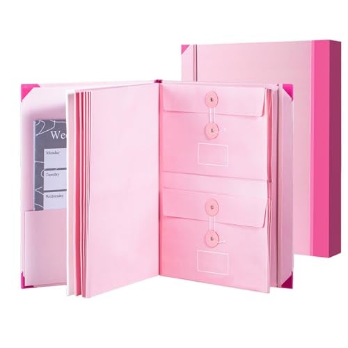 PMDYBY The Life Book Document Organizer - Binder for Important Documents with Labels, in Case i Die Binder, Accordion Expanding File Folder for Important Papers/Passports/Birth Certificates (Pink) - Image 1