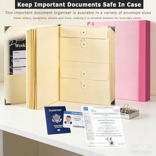 PMDYBY The Life Book Document Organizer - Binder for Important Documents with Labels, in Case i Die Binder, Accordion Expanding File Folder for Important Papers/Passports/Birth Certificates (Pink) - Image 5