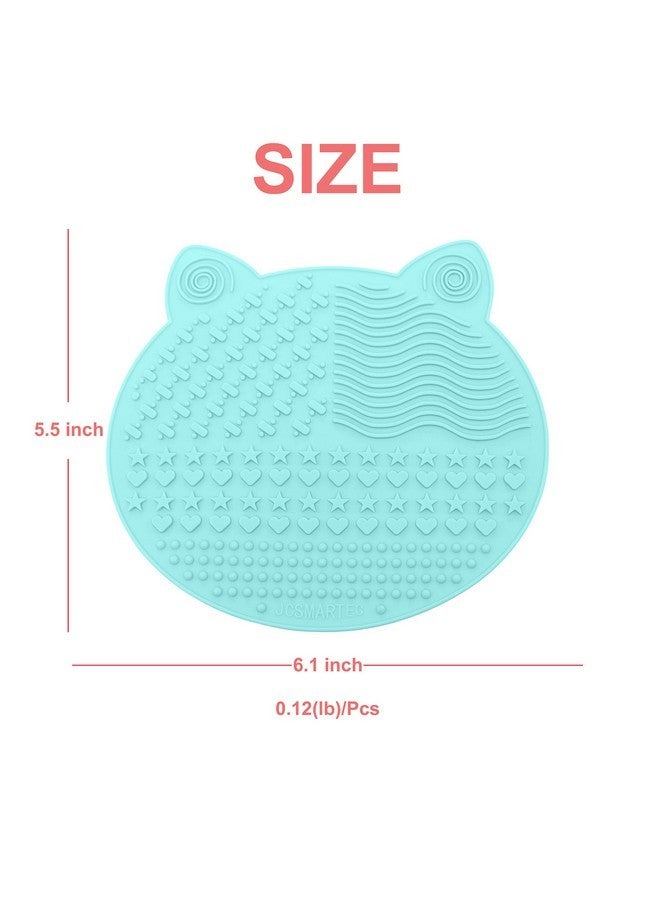 JCSMARTEC 2Pack Makeup Brush Cleaning Mat, Cute Cat Ear Animal Design Silicone Brush Cleaner Pad With Suction Cups [Us Patent Registered] (Purple+Green) - Image 5