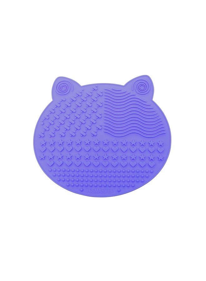 JCSMARTEC 2Pack Makeup Brush Cleaning Mat, Cute Cat Ear Animal Design Silicone Brush Cleaner Pad With Suction Cups [Us Patent Registered] (Purple+Green) - Image 3