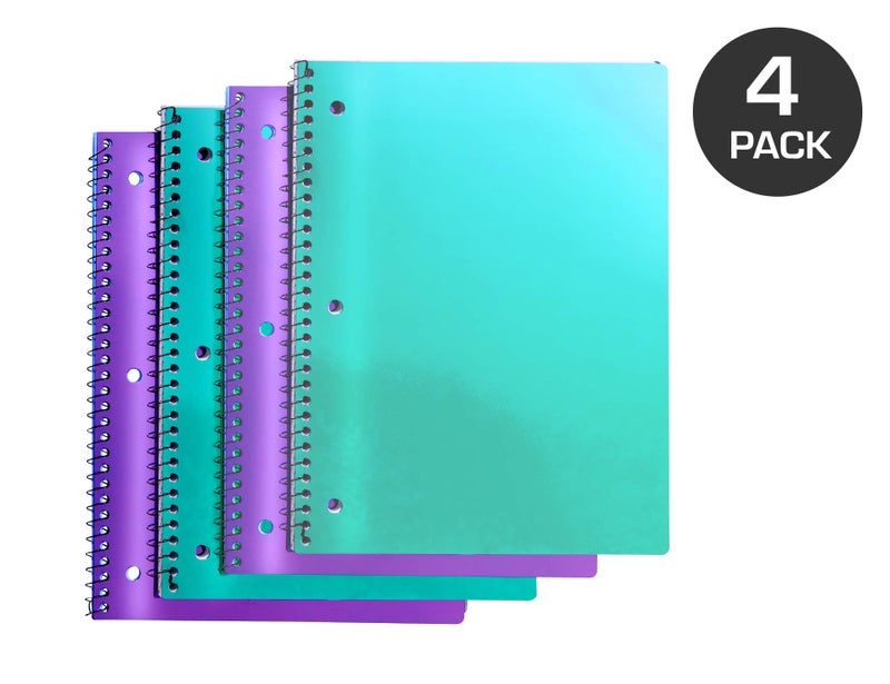 It's Academic College-Ruled Spiral Notebook, 1-Subject, 80 Sheet, Metallic Purple and Teal, 4 Pack - Image 5