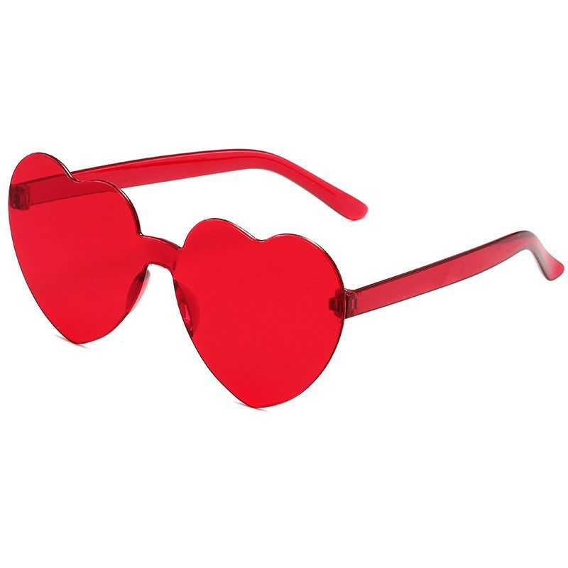 Generic Transparent Jelly Heart Sunglasses Unisex red