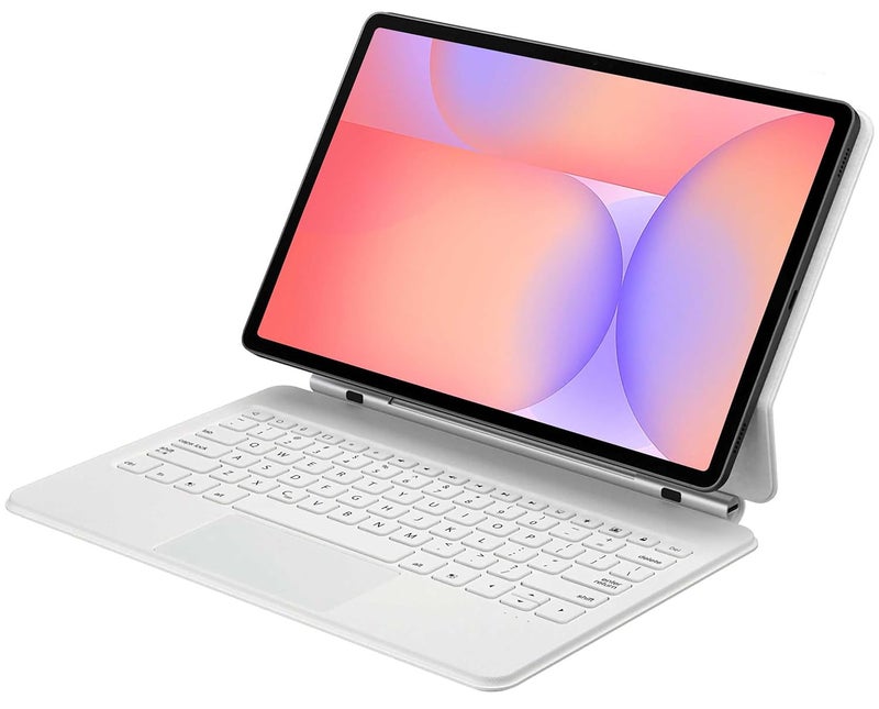 ProElite حافظة لوحة مفاتيح تعمل باللمس بلوتوث مغناطيسية لجهاز Galaxy Tab S9 FE/S10 FE 10.9"/S10 لايت 10.9"/S9/S8/S7 بحجم 11 بوصة، تصميم كاتلير عائم، لوحة مفاتيح بإضاءة خلفية ملونة مدمجة، بيضاء - Image 1