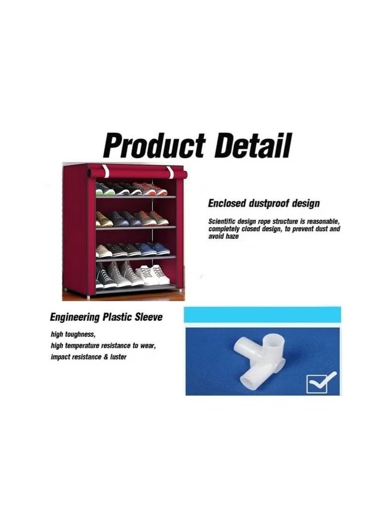 Home Plus 4 Layers Non Woven Fabric Shoe Storage Rack, Hallway Cabinet Organizer Holder, DIY Assemble Shoes Shelf Home Furniture - Image 5