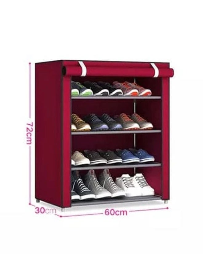Home Plus 4 Layers Non Woven Fabric Shoe Storage Rack, Hallway Cabinet Organizer Holder, DIY Assemble Shoes Shelf Home Furniture - Image 2