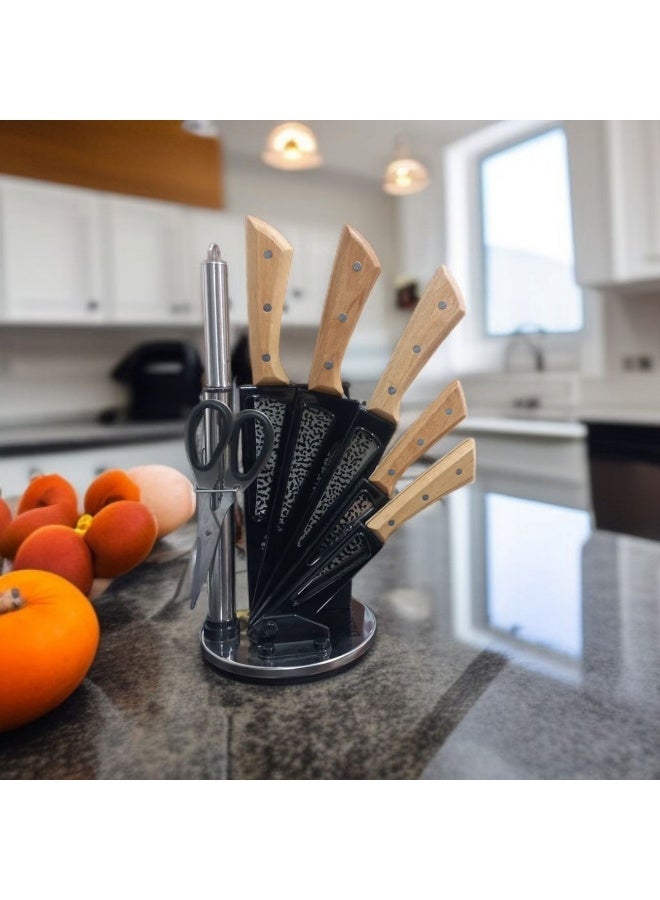 Chef Knife Set, Stainless Steel Kitchen Knife Set, Extra Sharp Cutlery with Holder, Scissors, and Sharpener, 7 Pieces - Image 1