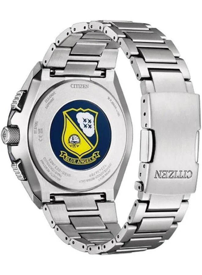 CITIZEN Citizen Men Ecodrive Promaster Blue Dial Stainless Steel Analog-Digital Watch, Silver