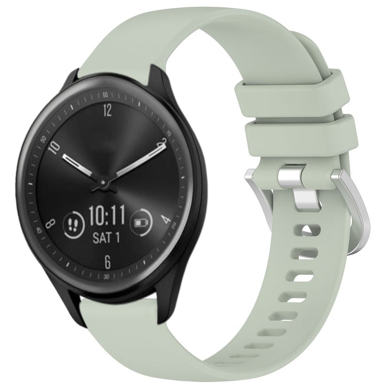 S-TOP For Garmin Vivomove Sport Liquid Glossy Silver Buckle Silicone Watch Band(Green) - Image 1