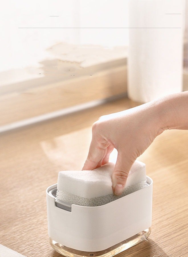 حامل إسفنجة الصابون 2 في 1 - سعة كبيرة وتصميم مانع للتسرب، أداة تخزين على سطح المطبخ - Image 1