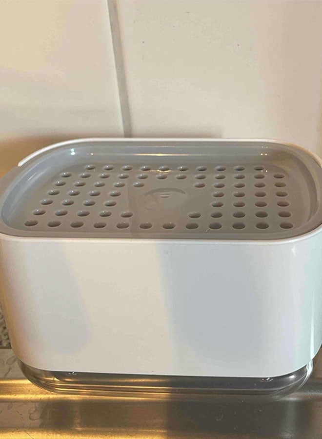 حامل إسفنجة الصابون 2 في 1 - سعة كبيرة وتصميم مانع للتسرب، أداة تخزين على سطح المطبخ - Image 3