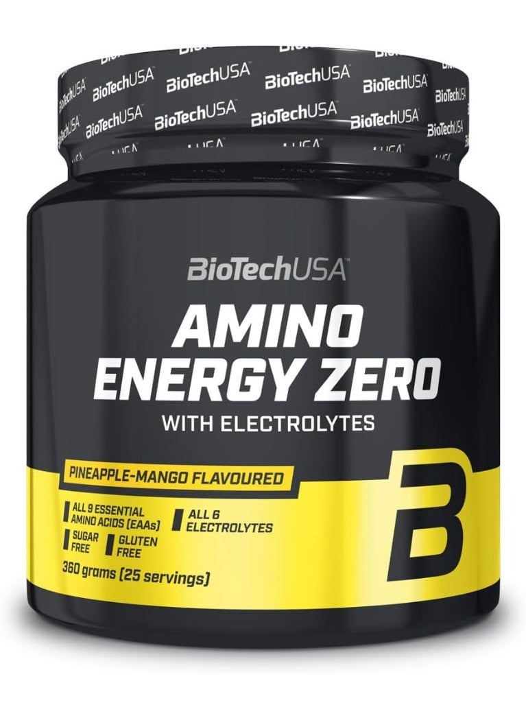 BioTechUSA Amino Energy Zero Powder Drink Mix Mango Pineapple 360g | 7,250mg Amino Acids | BCAA 2:1:1 | 100mg Caffeine | Electrolytes | Vitamin B6 | Sugar Free | Gluten Free | Pre, Intra & Post Workout Supplement - Image 1