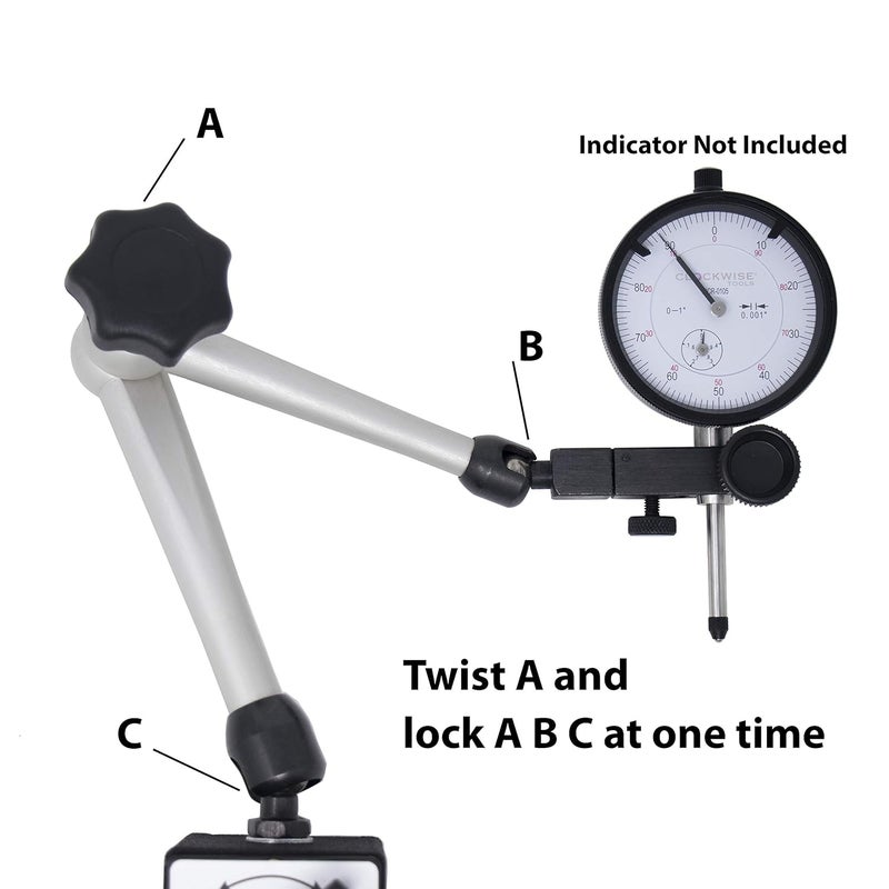 Clockwise Tools Magnetic Base, MGBR-01, Magnetic Stand for Digital Dial Indicators, 176lbs Max Pull - Image 3